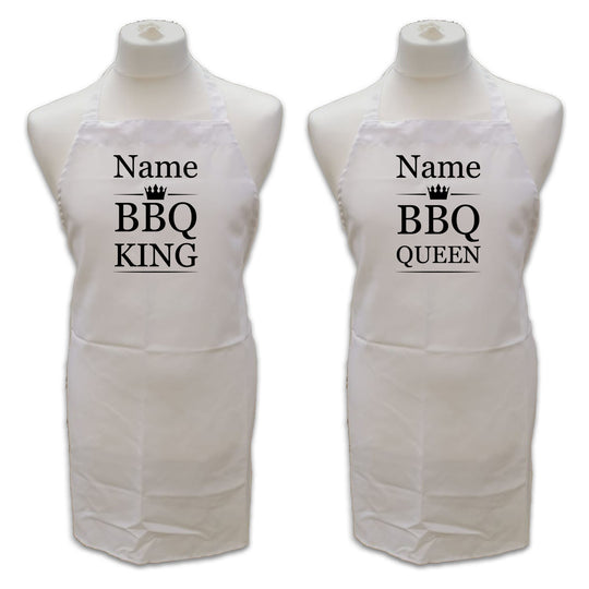 Personalised White Adult Apron, Name - BBQ King or Queen Image 2