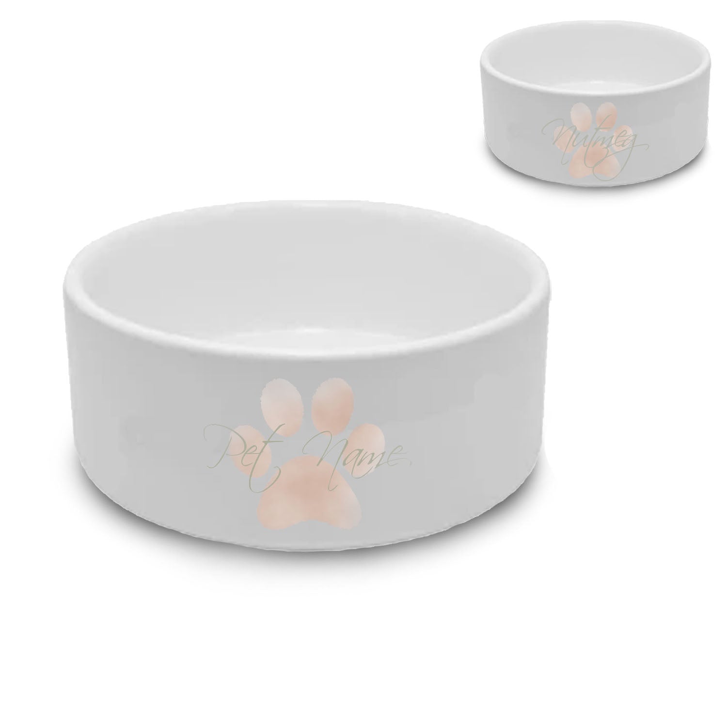 Personalised Small Pet Bowl with Paw Print Design Image 1