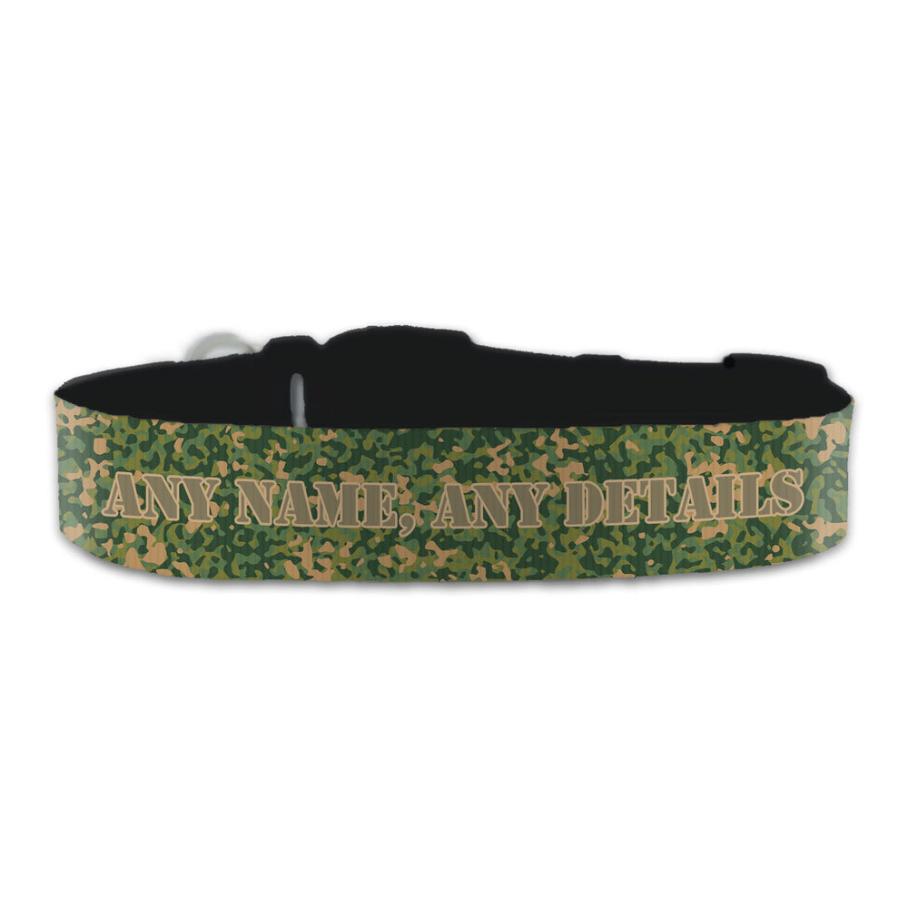 Personalised Large Dog Collar with Camo Background Image 2