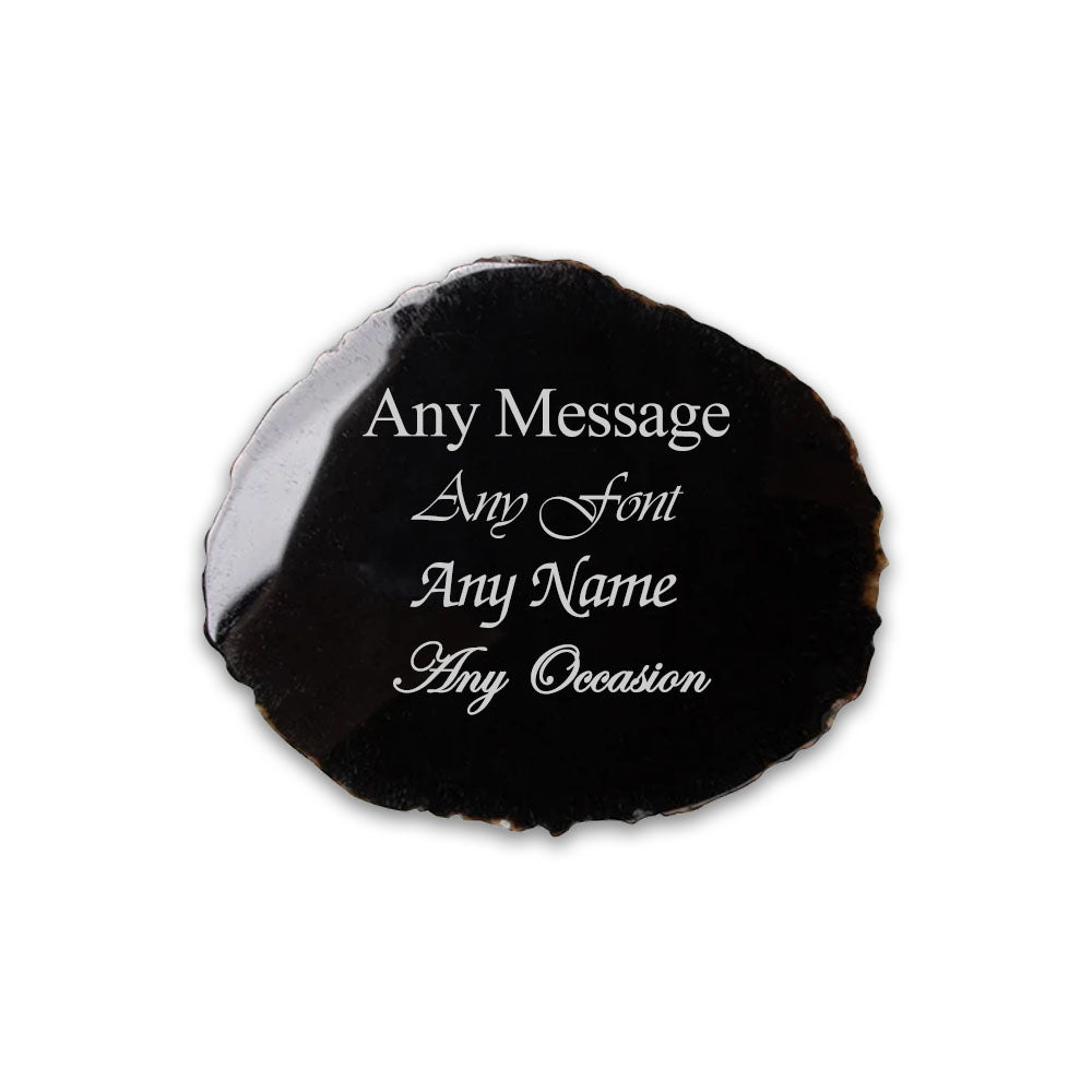 Engraved Black Agate Rock Coaster Image 1