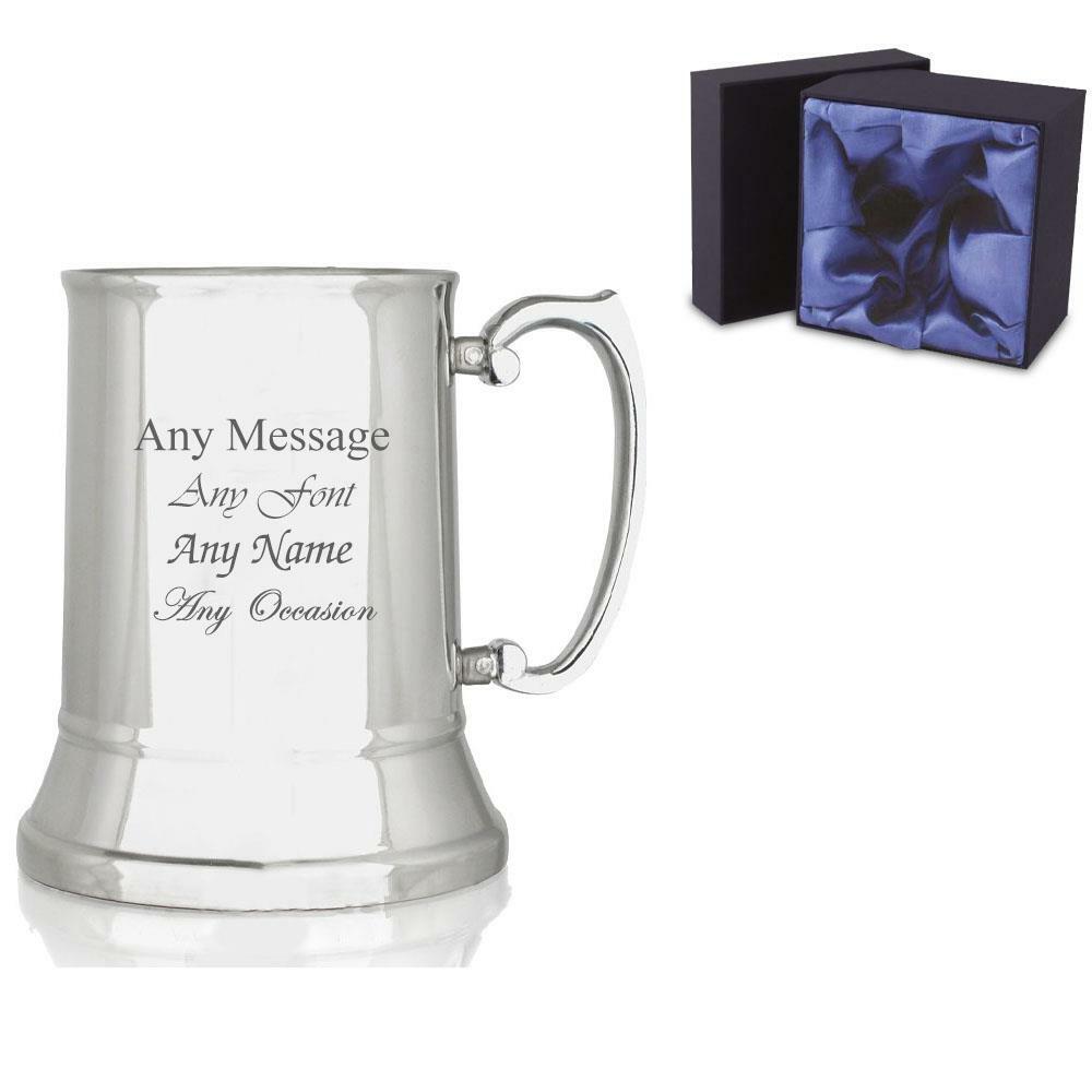 Engraved Stainless Steel Tankard Stein with Premium Satin Lined Gift Box Image 1