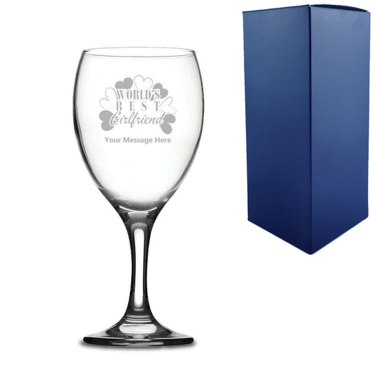 Engraved Wine Glass with World's Best Girlfriend Design Image 2