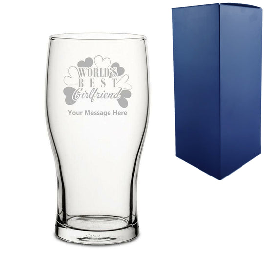 Engraved Pint Glass with World's Best Girlfriend Design Image 2