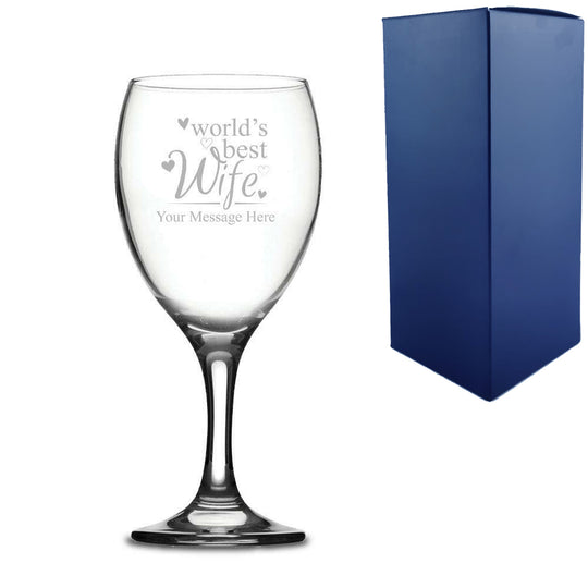 Engraved Wine Glass with World's Best Wife Design Image 1