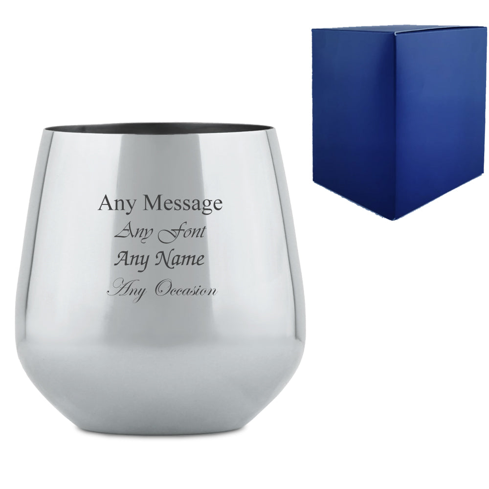 Engraved Metal Silver Wine Tumbler Image 1