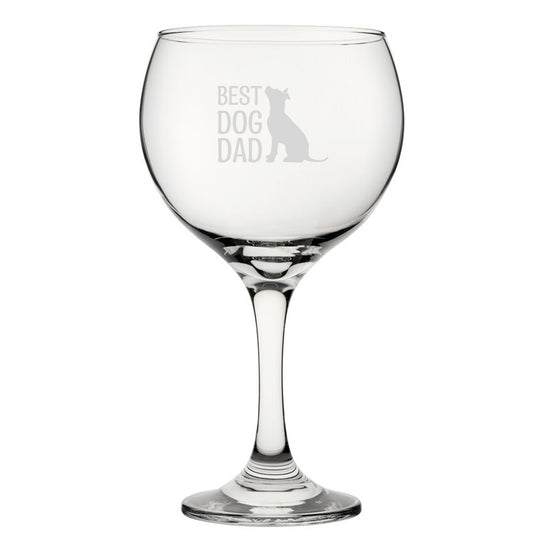 Best Dog Dad - Engraved Novelty Gin Balloon Cocktail Glass Image 1