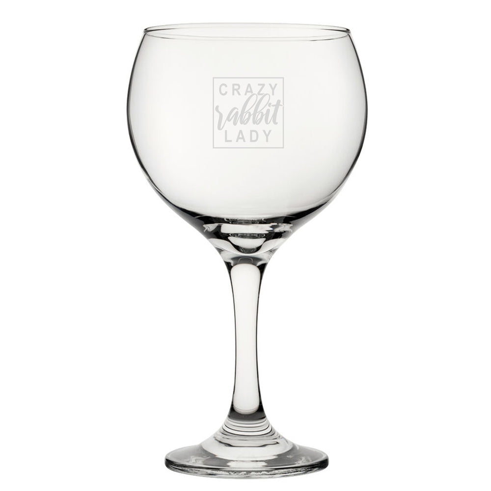 Crazy Rabbit Lady - Engraved Novelty Gin Balloon Cocktail Glass Image 2