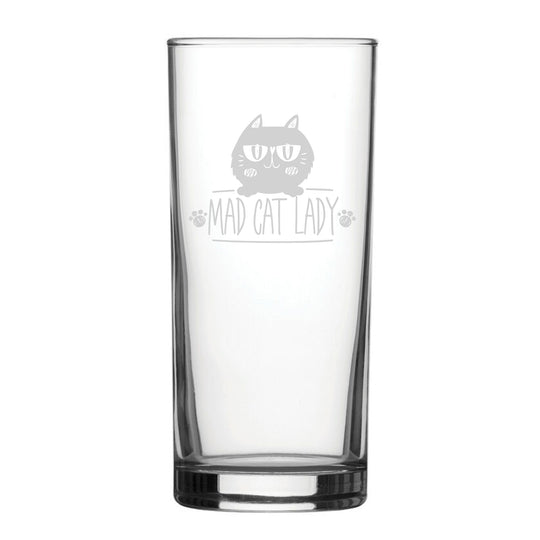 Mad Cat Lady - Engraved Novelty Hiball Glass Image 1