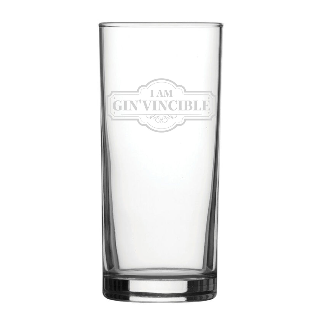 I Am Gin'Vincible - Engraved Novelty Hiball Glass Image 2