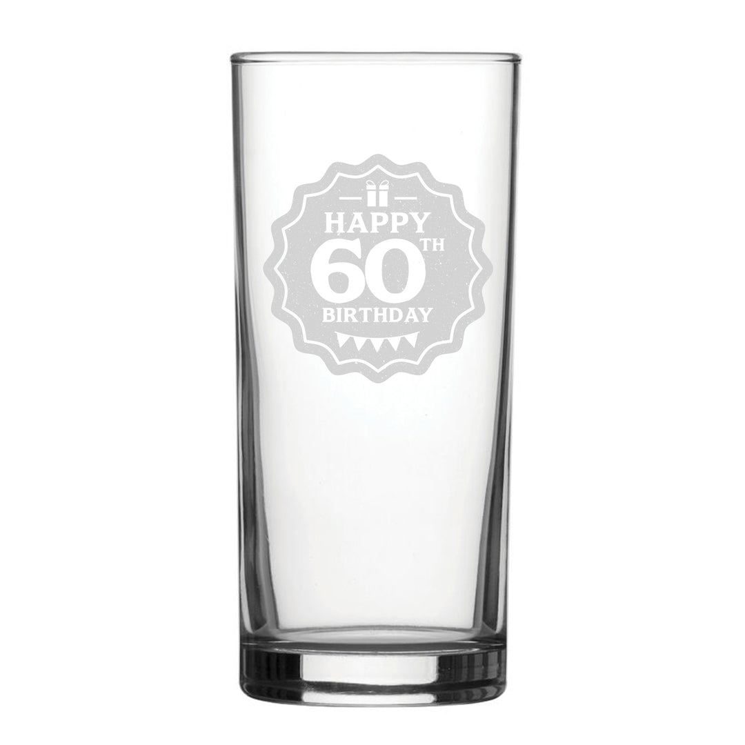 Happy 60th Birthday - Engraved Novelty Hiball Glass Image 1