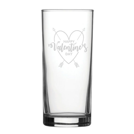 Happy Valentine's Day Heart Design - Engraved Novelty Hiball Glass Image 2