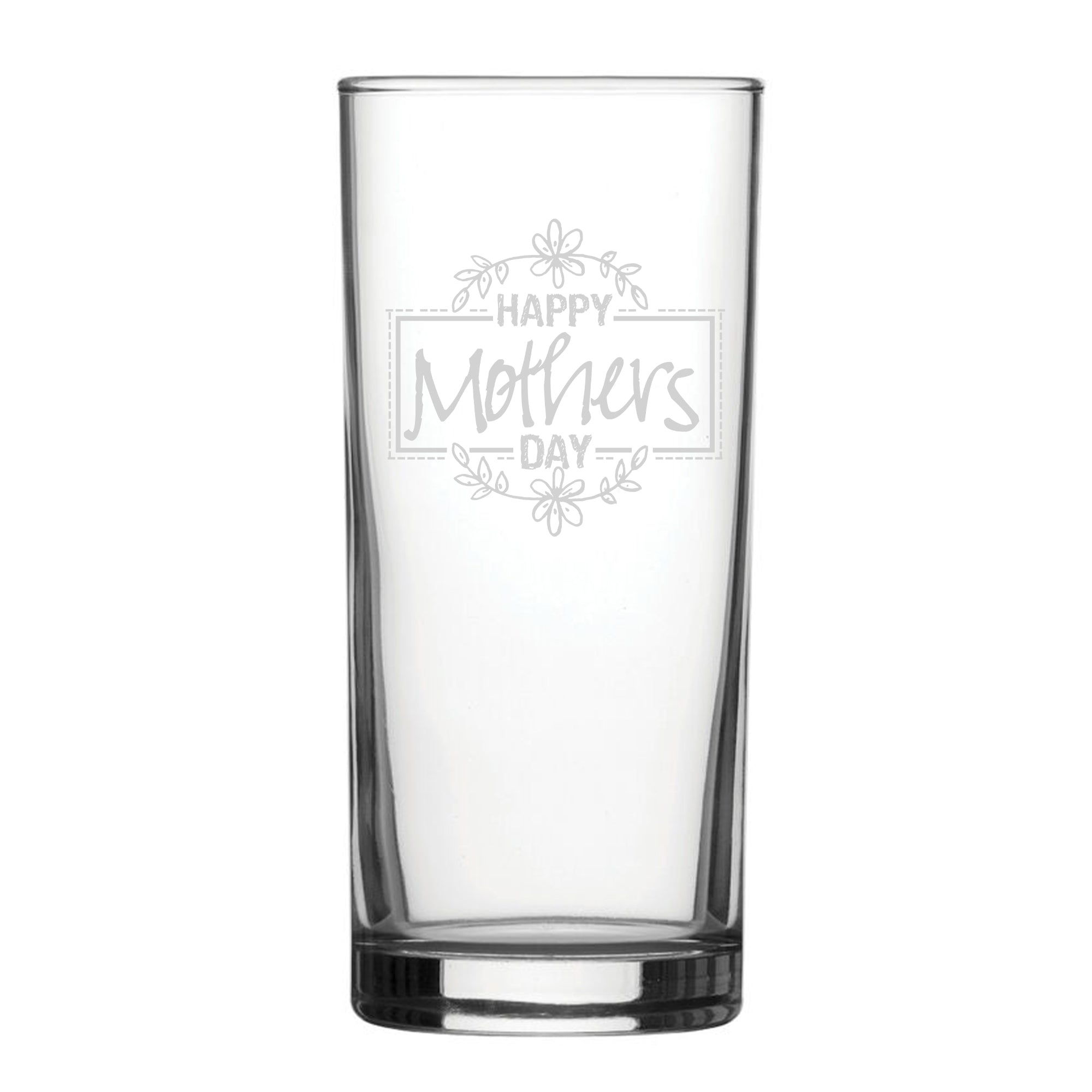 Happy Mothers Day Floral Design - Engraved Novelty Hiball Glass Image 1