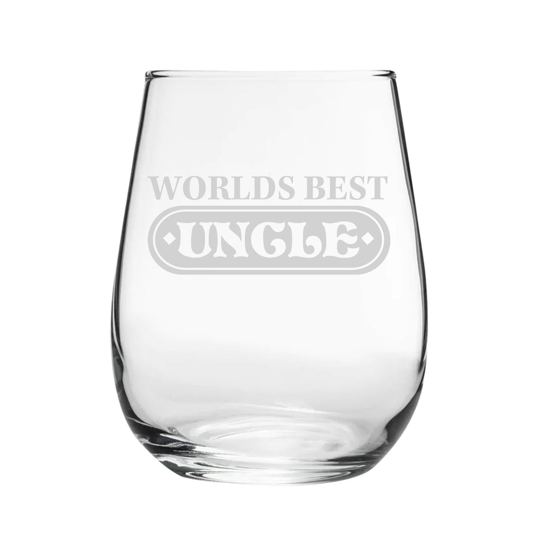 World's Best Uncle - Engraved Novelty Stemless Wine Gin Tumbler Image 1