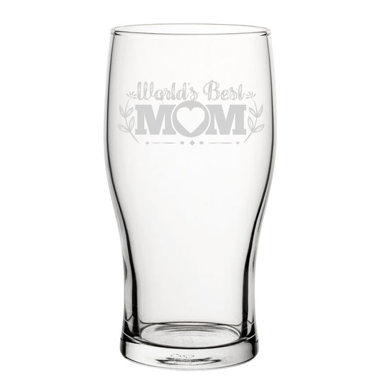 World's Best Mum - Engraved Novelty Tulip Pint Glass Image 2