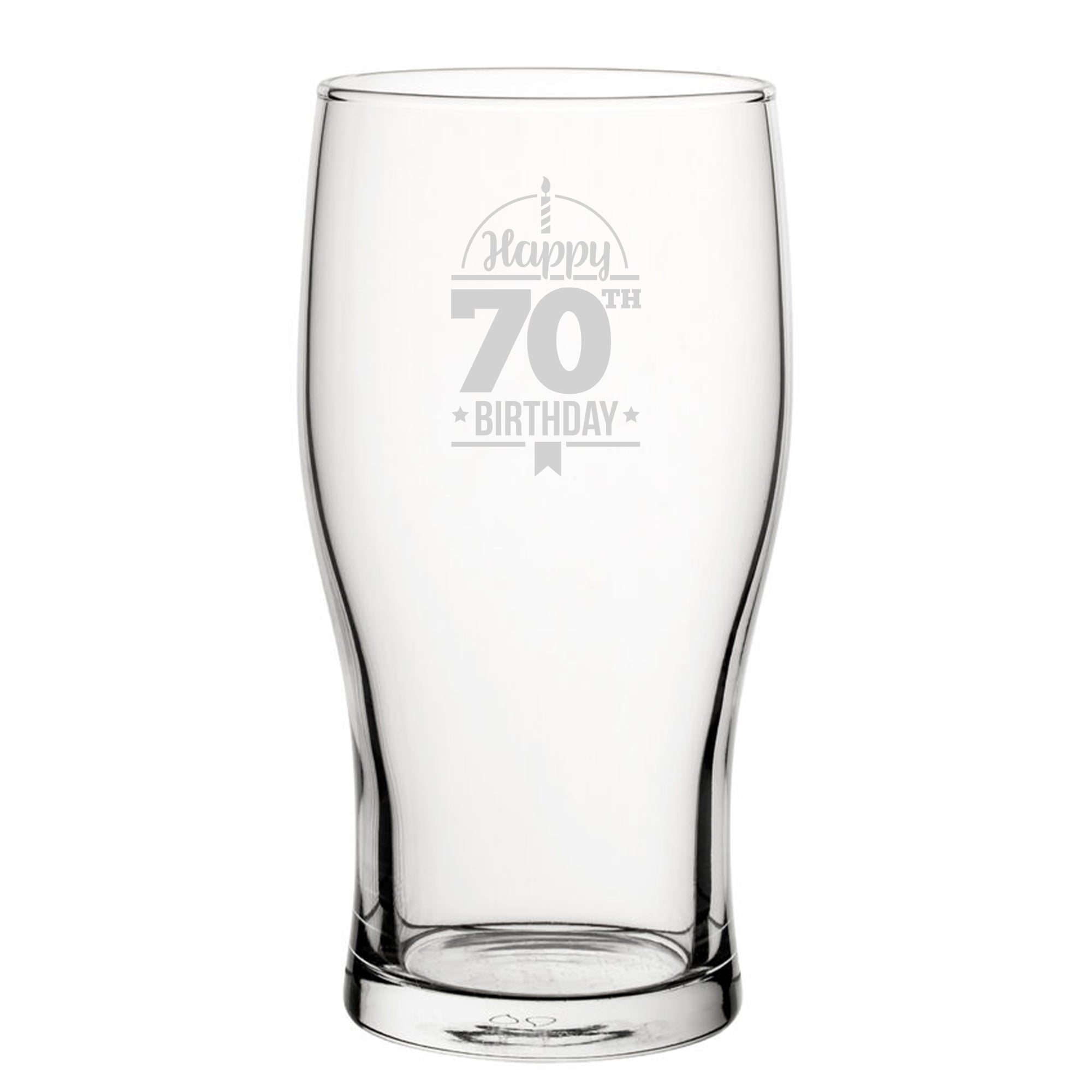 Happy 70th Birthday - Engraved Novelty Tulip Pint Glass Image 1