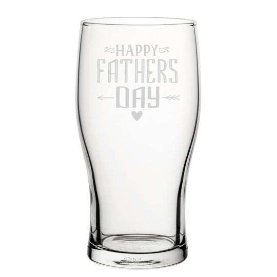 Happy Fathers Day Arrow Design - Engraved Novelty Tulip Pint Glass Image 2