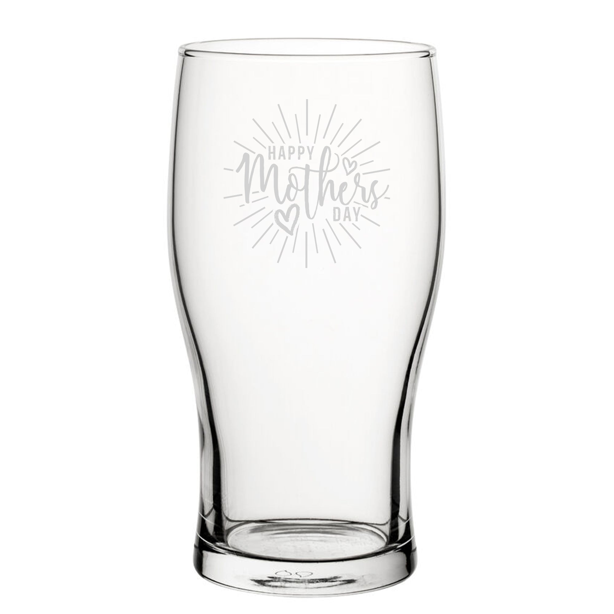 Happy Mothers Day Burst Design - Engraved Novelty Tulip Pint Glass Image 1