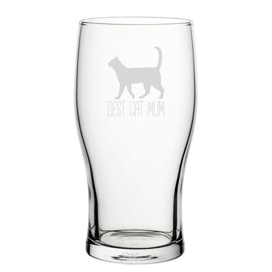 Best Cat Mum - Engraved Novelty Tulip Pint Glass Image 2