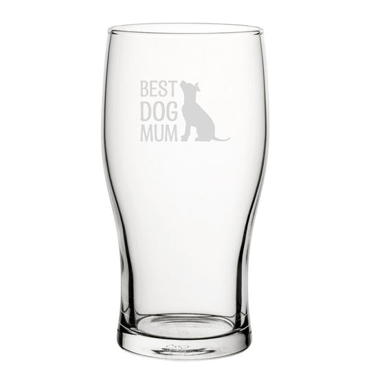 Best Dog Mum - Engraved Novelty Tulip Pint Glass Image 2