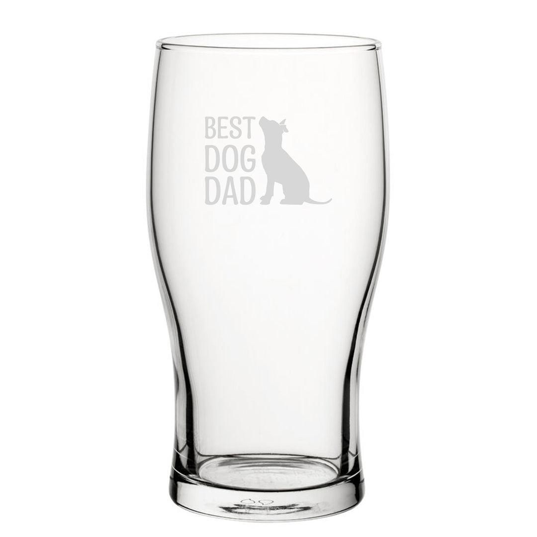 Best Dog Dad - Engraved Novelty Tulip Pint Glass Image 1