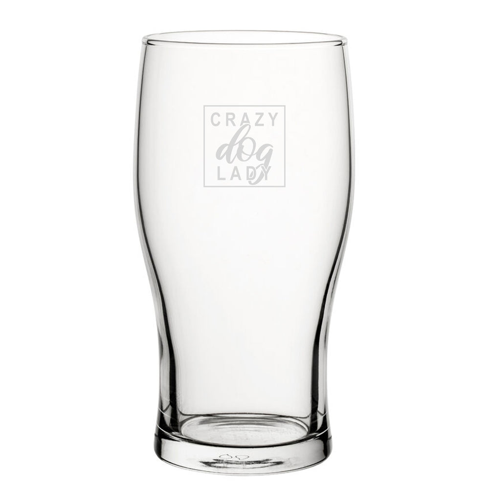 Crazy Dog Lady - Engraved Novelty Tulip Pint Glass Image 2