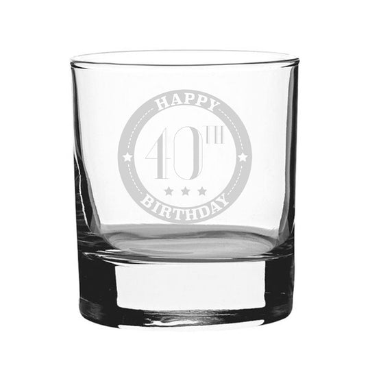 Happy 40th Birthday - Engraved Novelty Whisky Tumbler Image 2