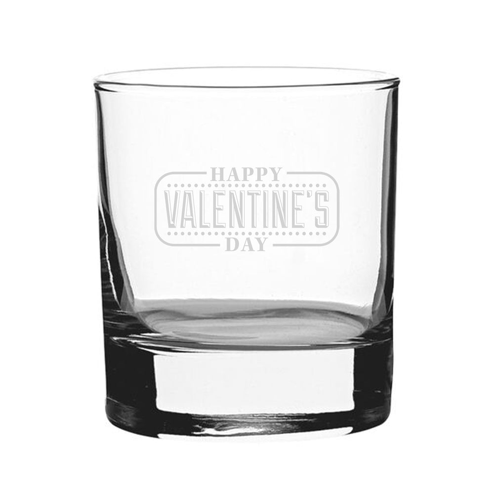 Happy Valentine's Day Bordered Design - Engraved Novelty Whisky Tumbler Image 2