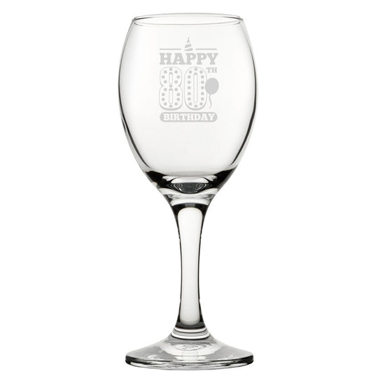 Happy 80th Birthday - Engraved Novelty Wine Glass Image 2