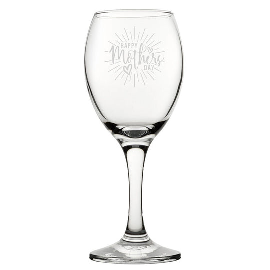 Happy Mothers Day Burst Design - Engraved Novelty Wine Glass Image 2