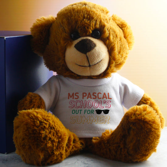 Dark Brown Teddy Bear with School's Out For Summer Design T-Shirt Image 4