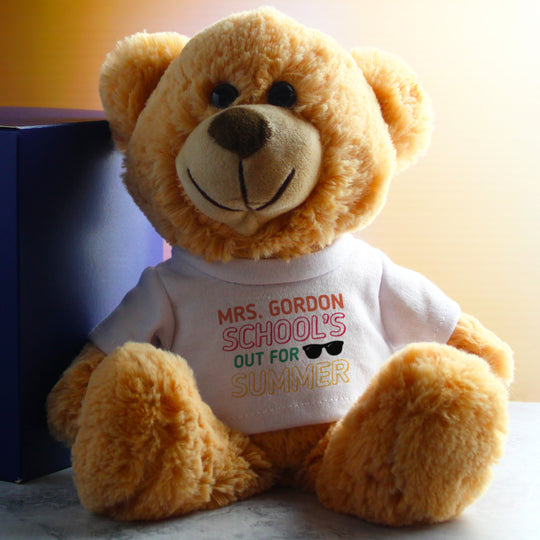 Cream Teddy Bear with School's Out For Summer Design T-Shirt Image 4