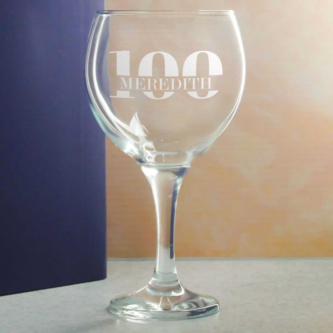 Engraved Gin Balloon Cocktail Glass with Name in 100 Design Image 4