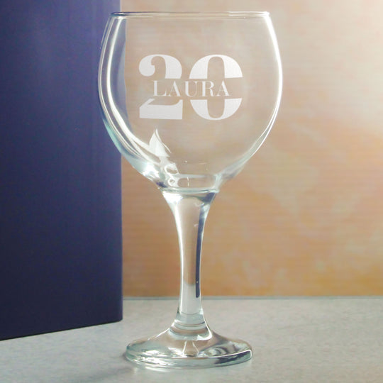 Engraved Gin Balloon Cocktail Glass with Name in 20 Design Image 4