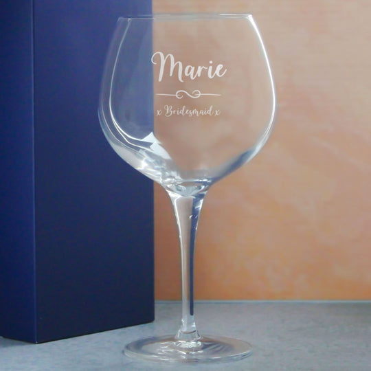 Engraved Primeur Gin Balloon Glass with Flourish Design, Personalise with Any Name and Message Image 4