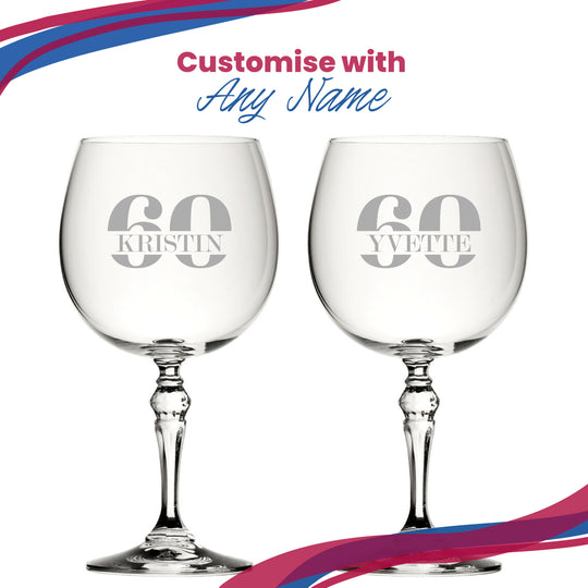 Engraved Crystal Gin and Tonic Cocktail Glass with Name in 60 Design Image 5