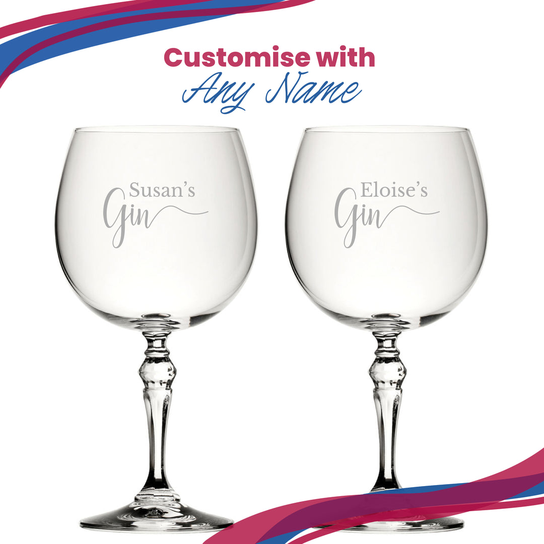 Engraved Crystal Gin and Tonic Cocktail Glass with Name's Gin Design, Personalise with Any Name, Gift Box Included, Laser Engraved Image 5