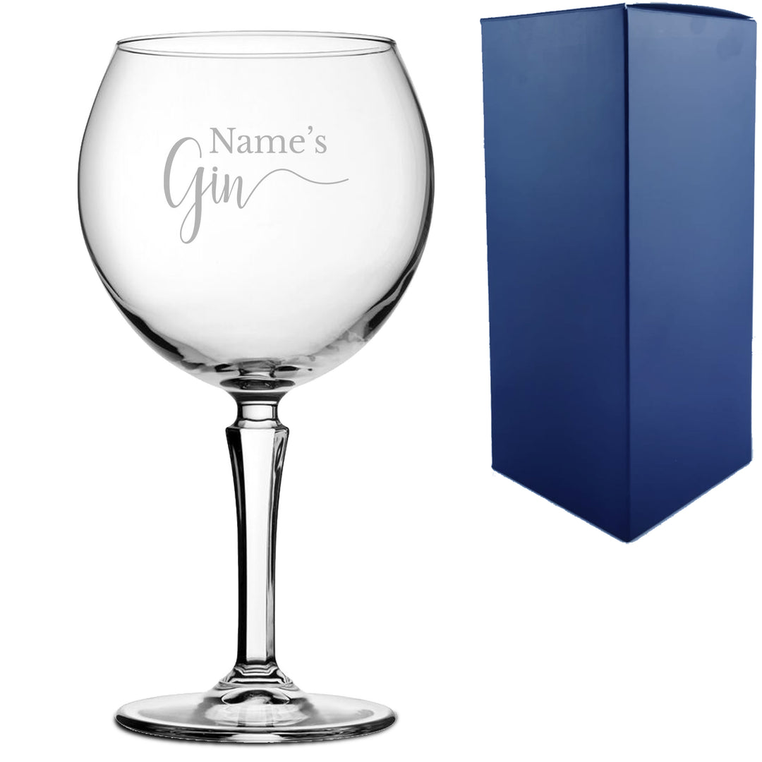 Engraved Hudson Gin Balloon Cocktail Glass with Name's Gin Design, Personalise with Any Name Image 2