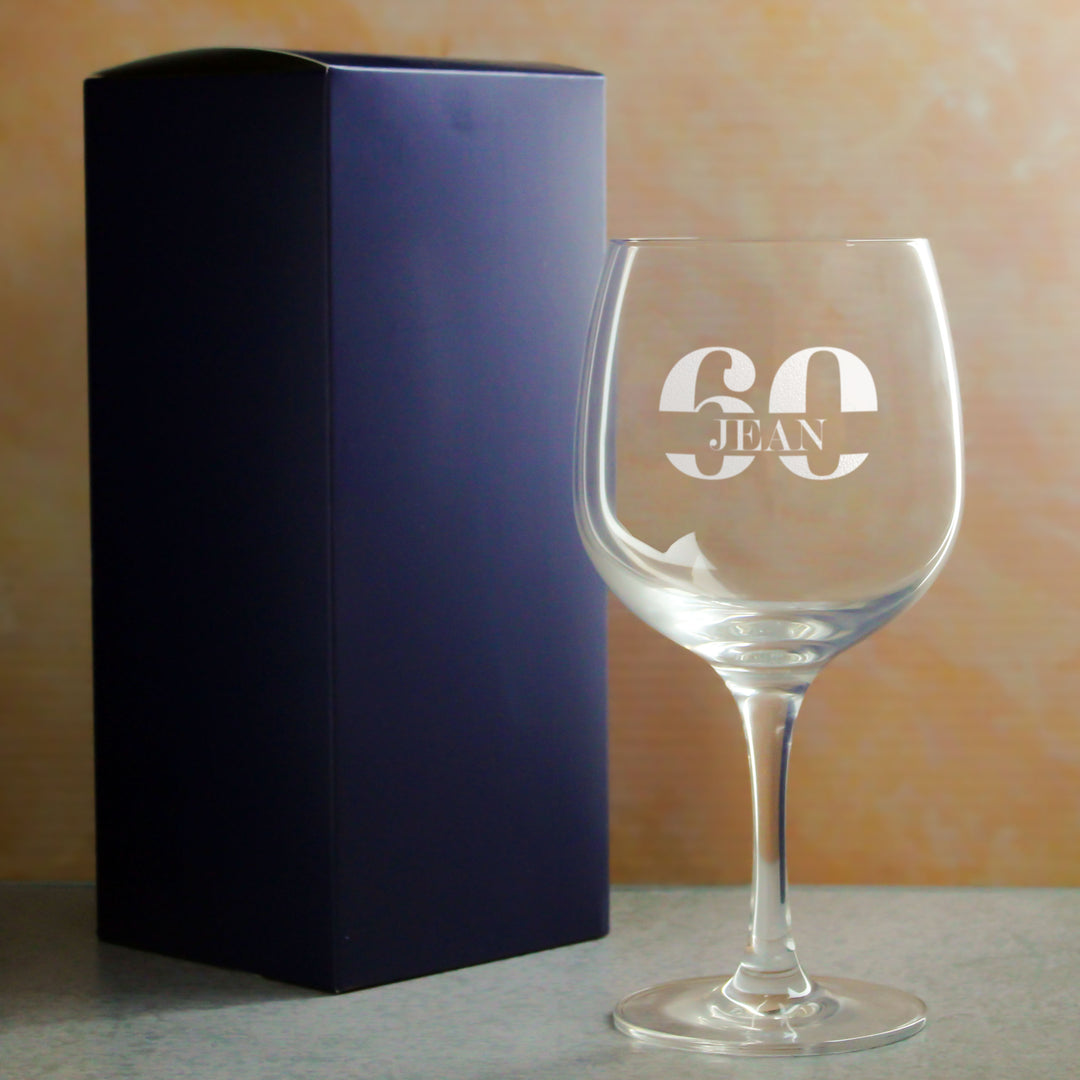 Engraved Spanish Gin Copa Balloon Cocktail Glass with Name in 60 Design Image 3