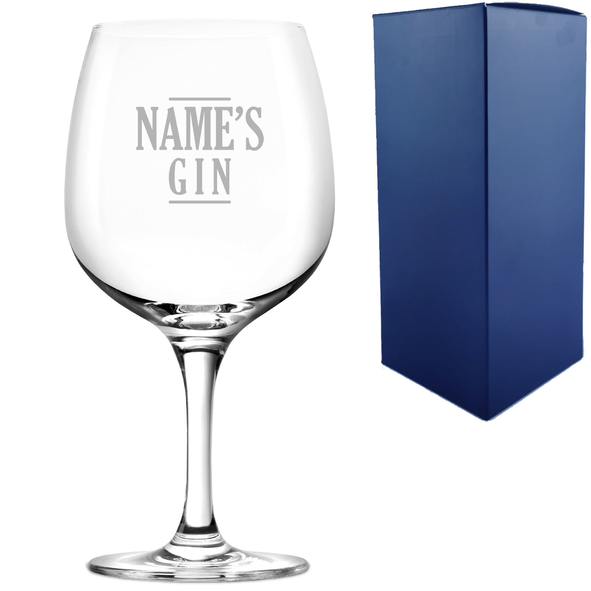 Engraved Spanish Gin Copa Balloon Cocktail Glass with Name's Gin Serif Design, Personalise with Any Name Image 1