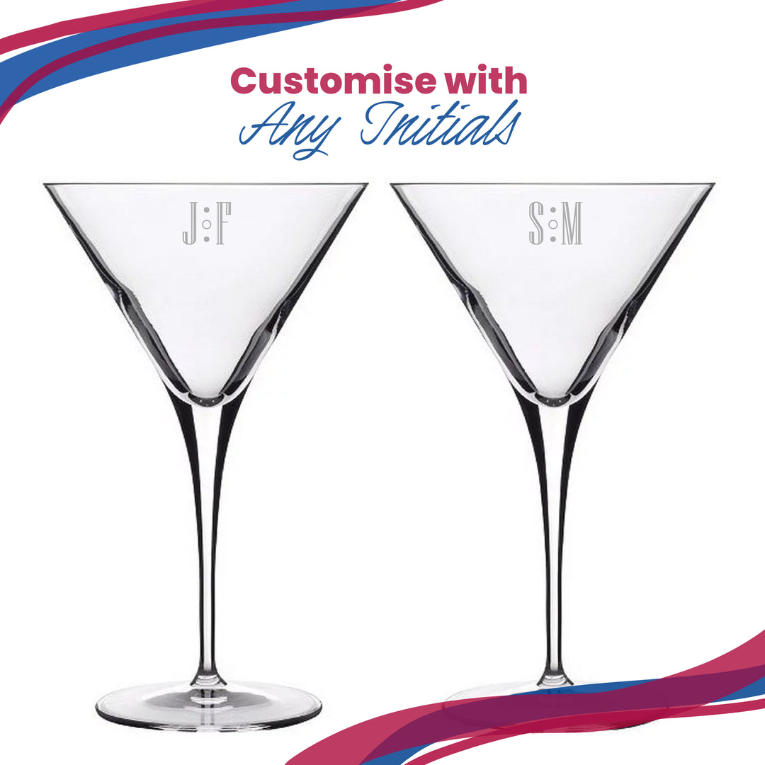 Engraved Allegro Martini Cocktail Glass with Initials Design, Personalise with Any Name Image 5