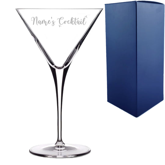 Engraved Allegro Martini Cocktail Glass with Name's Cocktail Design, Personalise with Any Name Image 2