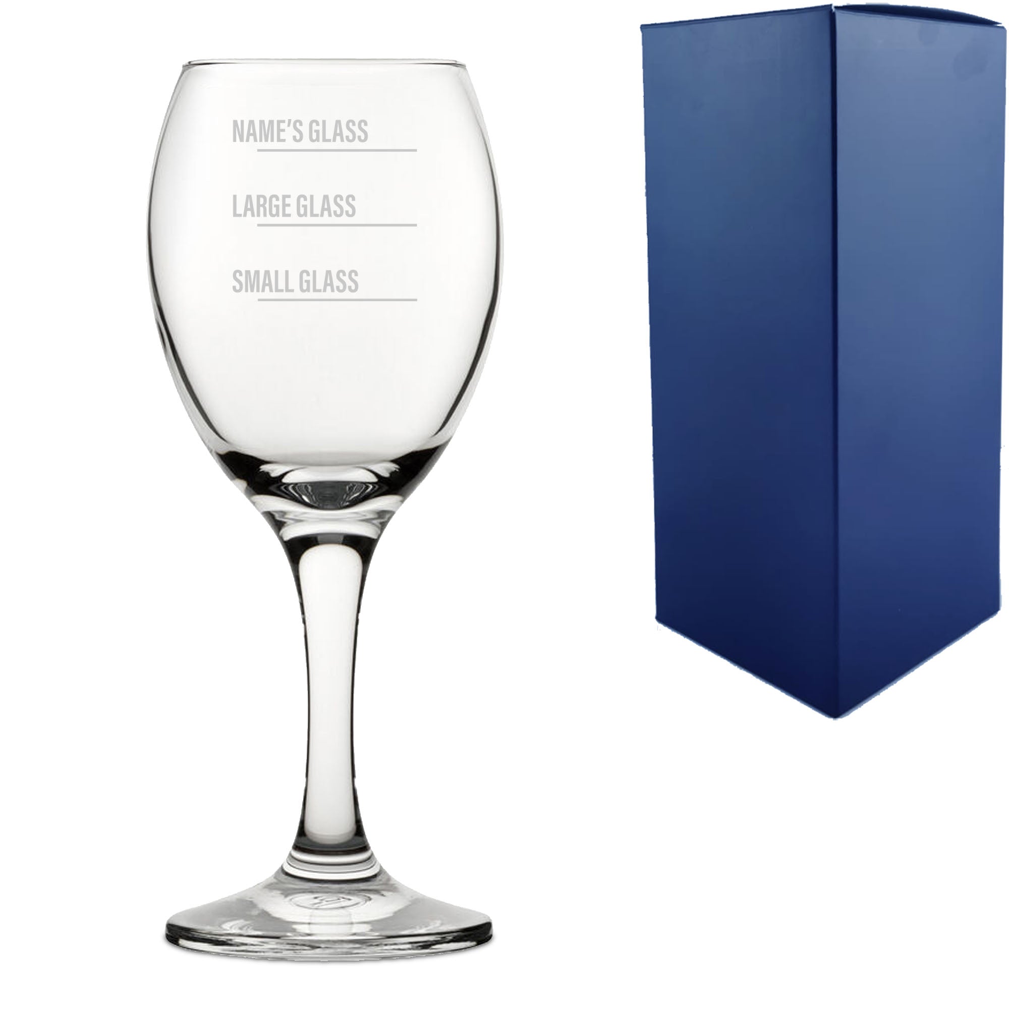 Personalised Engraved Pure Wine Glass with Name's Glass Bold Measurements Design, Customise with Any Name Image 1