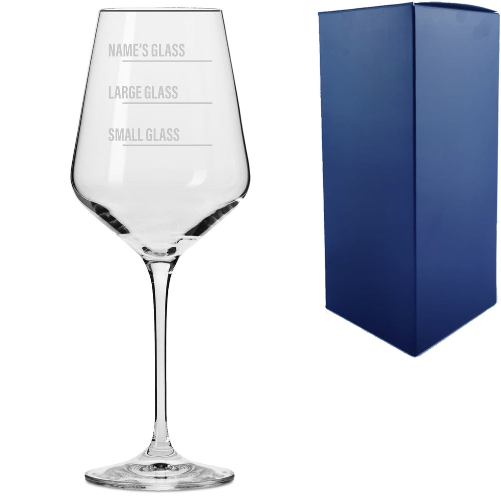 Personalised Engraved Infinity Wine Glass with Name's Glass Bold Measurements Design, Customise with Any Name Image 2