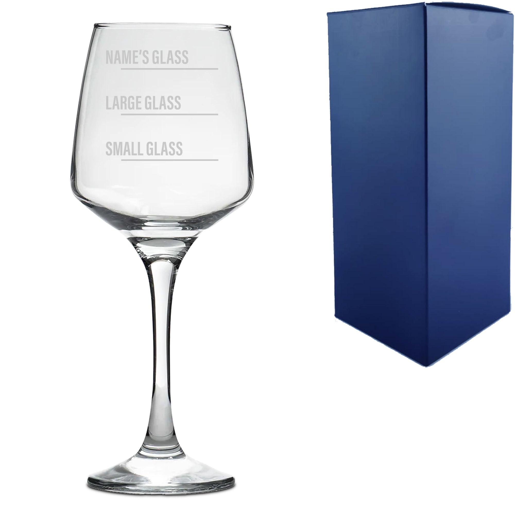 Personalised Engraved Tallo Wine Glass with Name's Glass Bold Measurements Design, Customise with Any Name Image 1