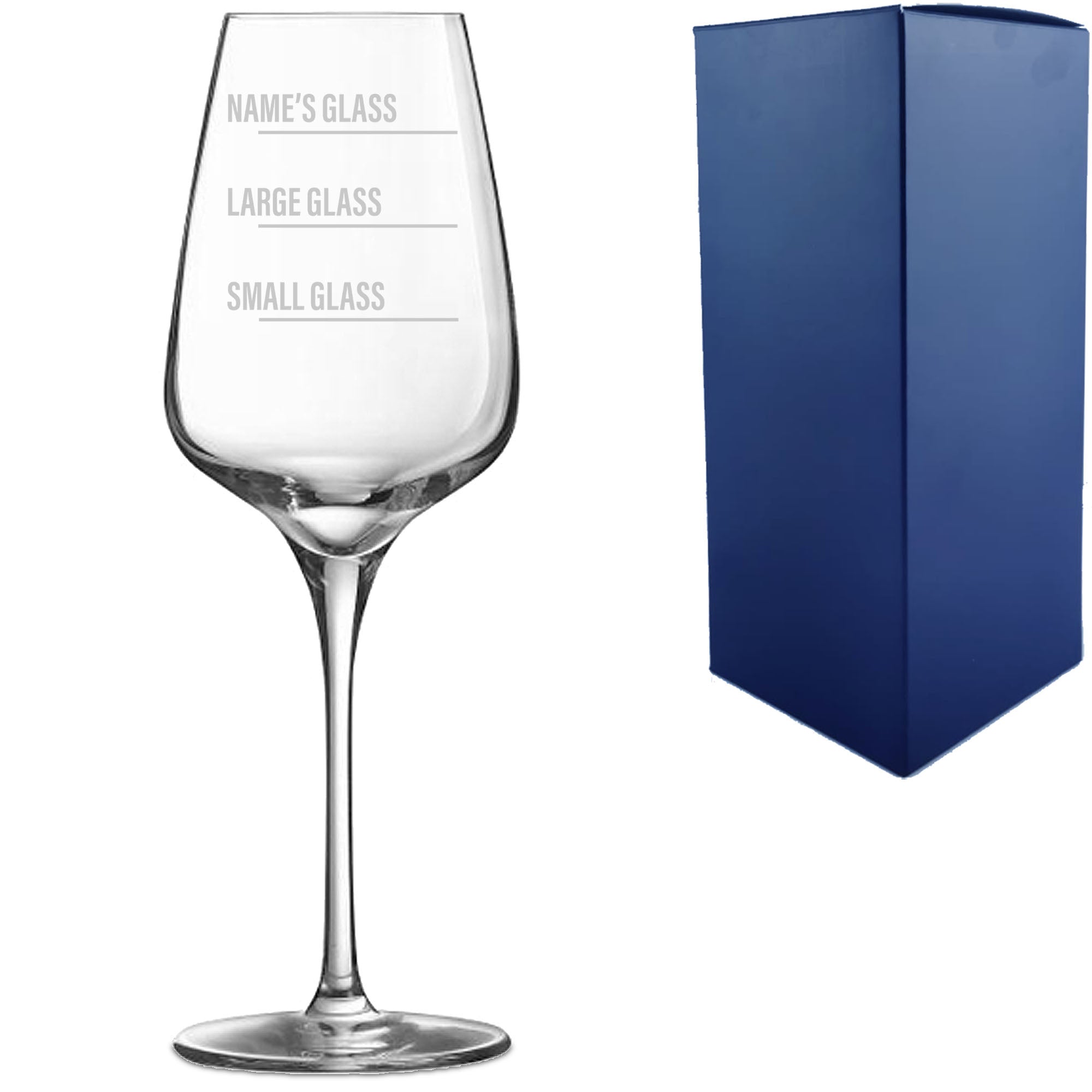 Personalised Engraved Sublym Wine Glass with Name's Glass Bold Measurements Design, Customise with Any Name Image 1