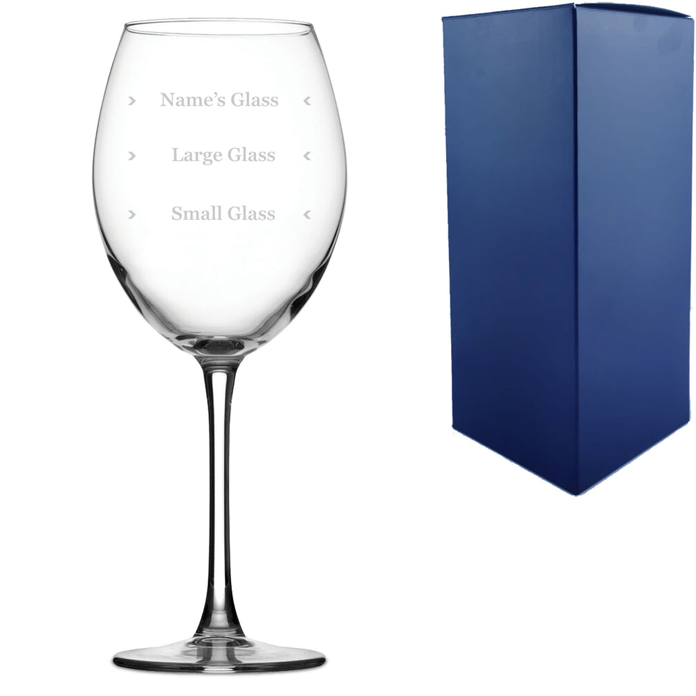 Personalised Engraved Enoteca Wine Glass with Name's Glass Serif Measurements Design, Customise with Any Name Image 2