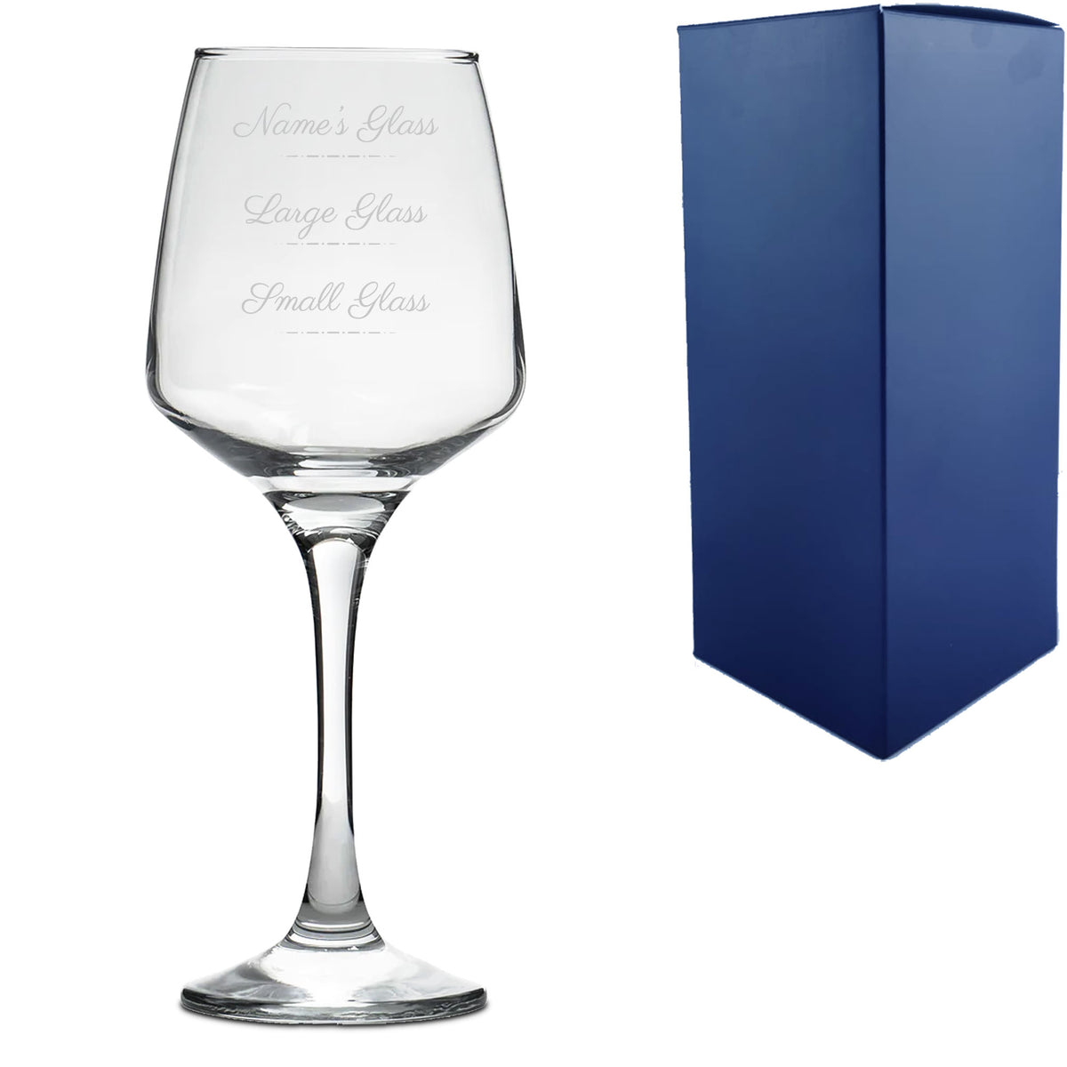 Personalised Engraved Tallo Wine Glass with Name's Glass Script Measurements Design, Customise with Any Name Image 1