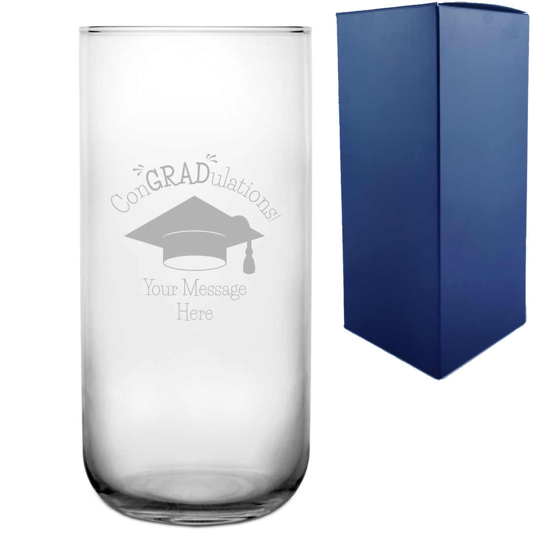 Personalised Engraved Graduation Vase with 'ConGRADulations' Design, Personalise with Any Name or Message Image 1