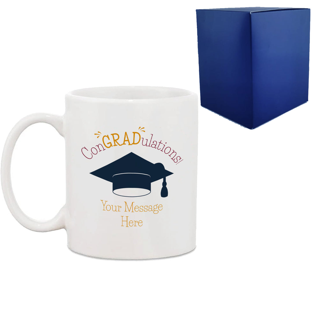 Personalised Printed Graduation Mug with 'ConGRADulations' Design, Personalise with Any Name or Message Image 1