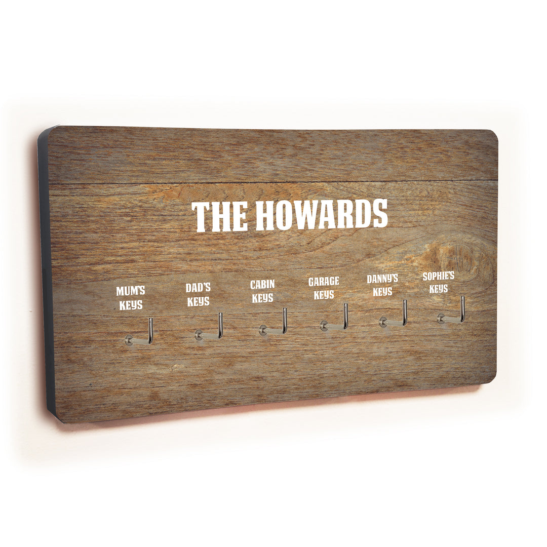 Personalised Novelty 6 hook key holder - Dark wood Image 2